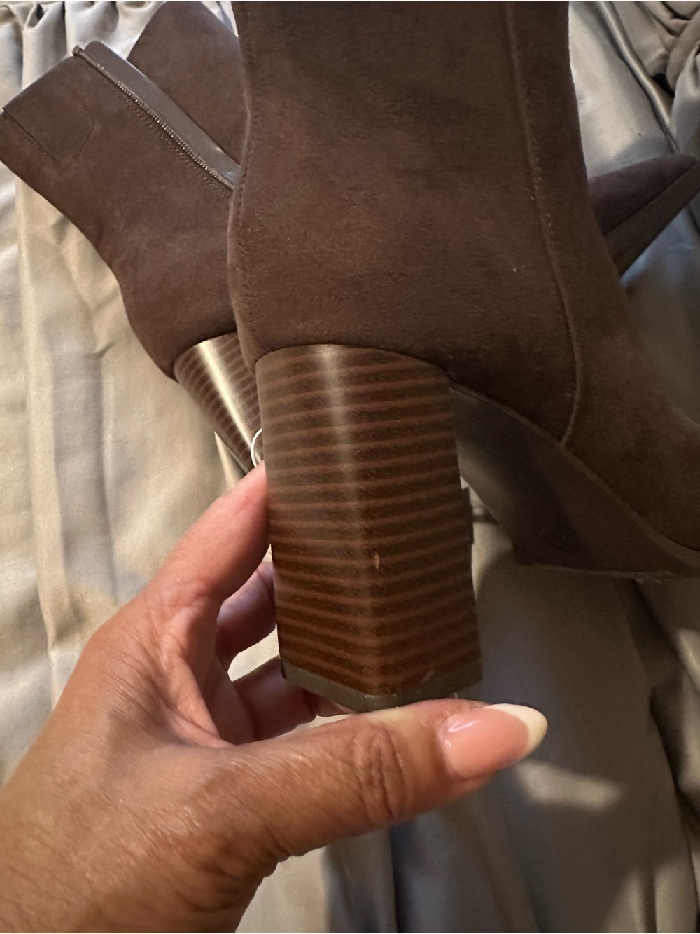 Women’s Brown Pointed Toe Suede Ankle Boots - Picture 4 of 8